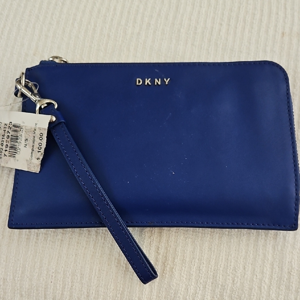 DKNY Blue Leather Wristlet/wallet